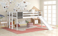 Full Size Loft Bed Wood Bed With Slide, Stair And Chalkboard,White Old Sku:Wf282116Aak White Solid Wood