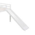 Full Size Loft Bed Wood Bed With Slide, Stair And Chalkboard,White Old Sku:Wf282116Aak White Solid Wood