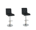 Adjustable Bar Stool Gas Lift Chair Black Faux Leather Tufted Chrome Base Modern Set Of 2 Chairs Dining Kitchen Black Dining Room Contemporary,Modern Bar Stools Tufted Back Metal