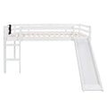 Full Size Loft Bed Wood Bed With Slide, Stair And Chalkboard,White Old Sku:Wf282116Aak White Solid Wood