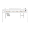 Full Size Loft Bed Wood Bed With Slide, Stair And Chalkboard,White Old Sku:Wf282116Aak White Solid Wood