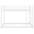 Twin Over Twin Metal Bunk Bed, Low Bunk Bed With Ladder,White Old Sku:Mf197033Aak White Metal