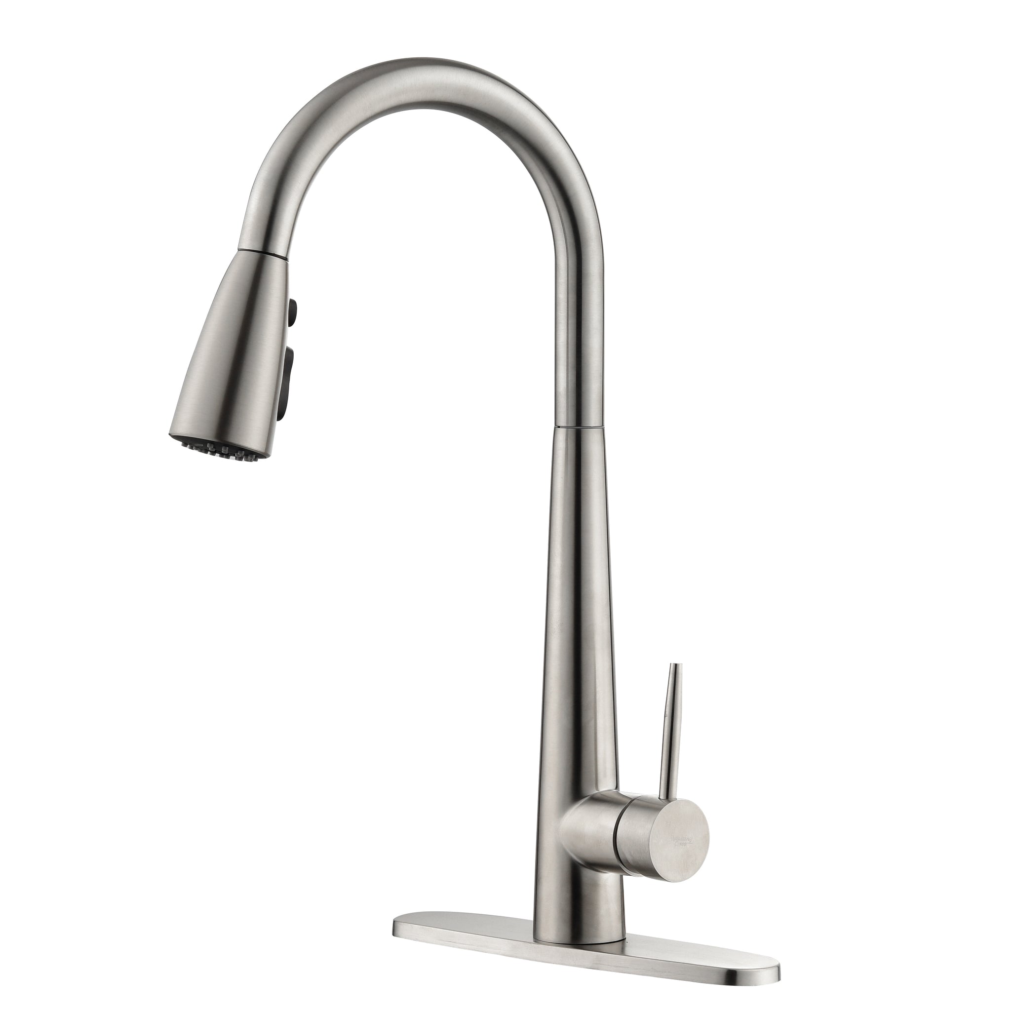 Kitchen Faucet With Pull Down Sprayer Brushed Nickel, High Arc Single Handle Kitchen Sink Faucet With Deck Plate, Commercial Modern Stainless Steel Kitchen Faucets Brushed Nickel Stainless Steel