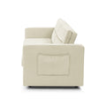 Loveseats Sofa Bed With Pull Out Bed,Adjsutable Back And Two Arm Pocket,Beige 54.5