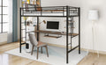 Loft Bed With Desk And Shelfspace Saving Design,Twin Old Sku:Mf193081Aab Black Metal