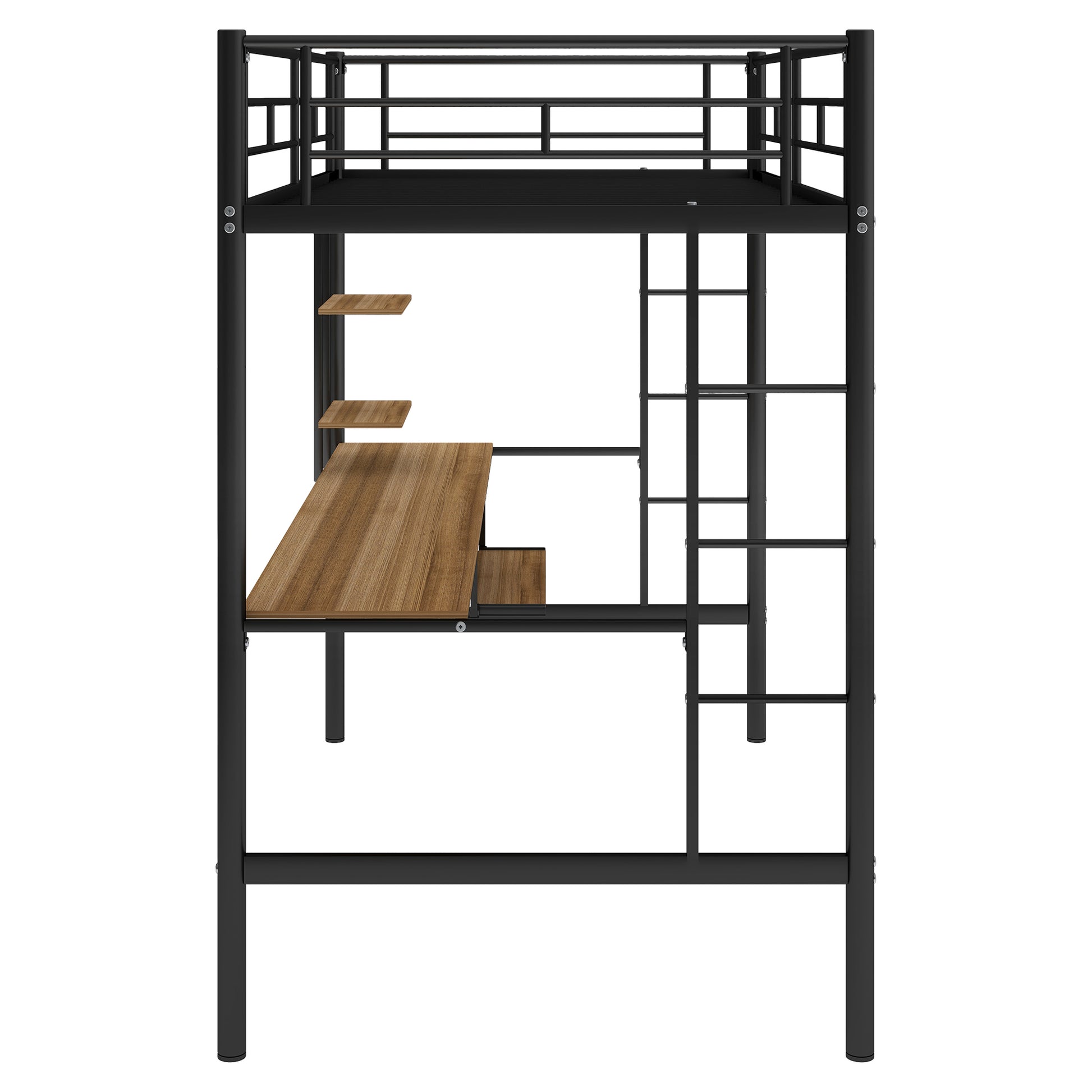 Loft Bed With Desk And Shelfspace Saving Design,Twin Old Sku:Mf193081Aab Black Metal
