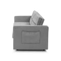 Loveseats Sofa Bed With Pull Out Bed, Adjsutable Back And Two Arm Pocket,Grey Grey Chenille