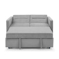 Loveseats Sofa Bed With Pull Out Bed, Adjsutable Back And Two Arm Pocket,Grey Grey Chenille