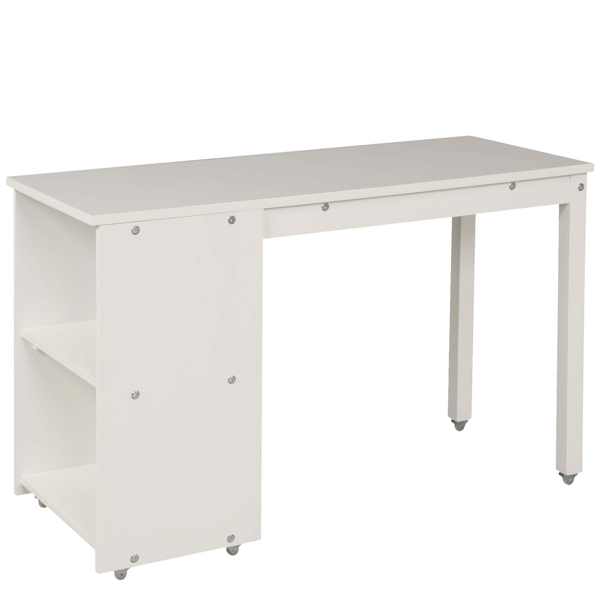 Low Study Twin Loft Bed With Cabinet And Rolling Portable Desk White Old Sku :Lp000113Aak White Solid Wood