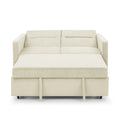 Loveseats Sofa Bed With Pull Out Bed,Adjsutable Back And Two Arm Pocket,Beige 54.5