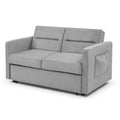 Loveseats Sofa Bed With Pull Out Bed, Adjsutable Back And Two Arm Pocket,Grey Grey Chenille
