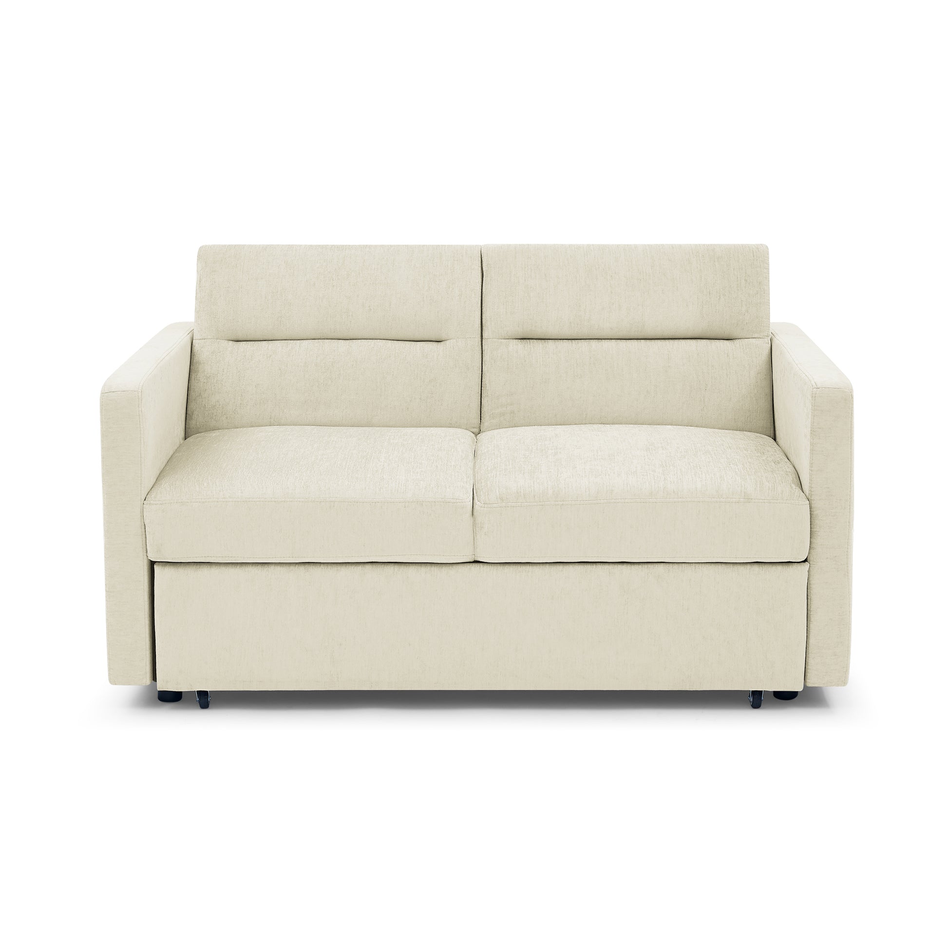 Loveseats Sofa Bed With Pull Out Bed,Adjsutable Back And Two Arm Pocket,Beige 54.5"X33"X31.5" Beige Velvet