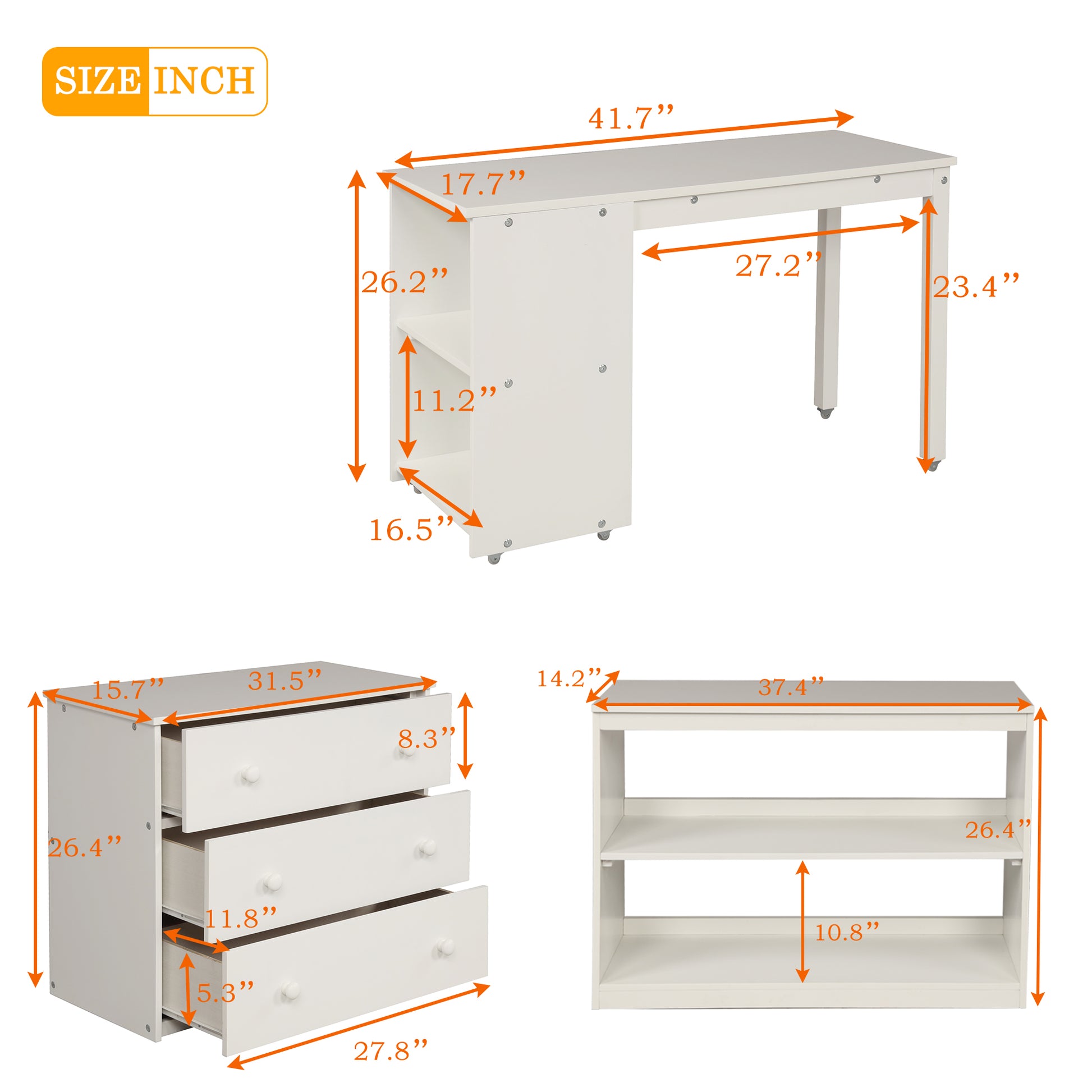 Low Study Twin Loft Bed With Cabinet And Rolling Portable Desk White Old Sku :Lp000113Aak White Solid Wood