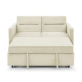 Loveseats Sofa Bed With Pull Out Bed,Adjsutable Back And Two Arm Pocket,Beige 54.5