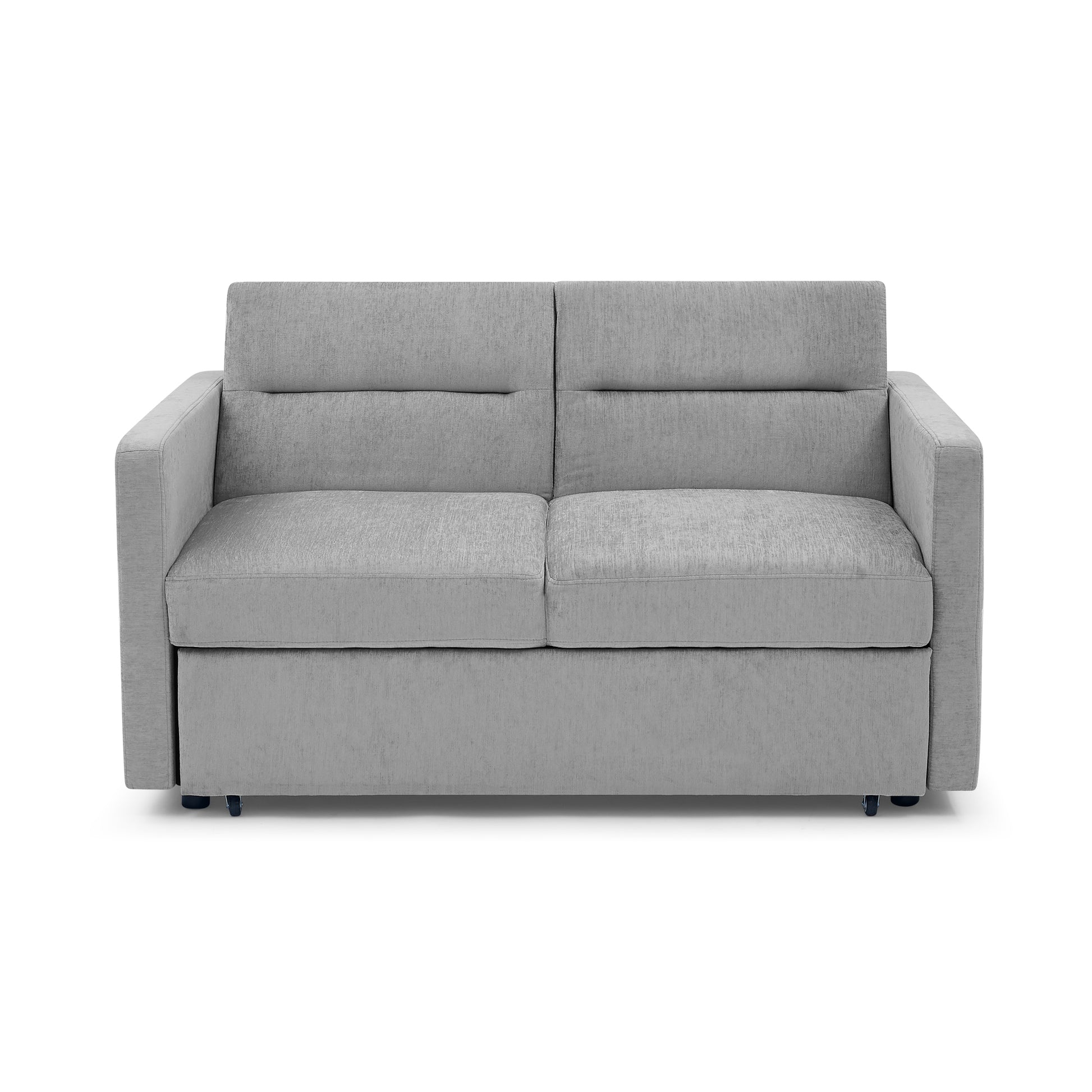 Loveseats Sofa Bed With Pull Out Bed, Adjsutable Back And Two Arm Pocket,Grey Grey Chenille