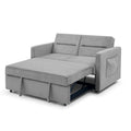 Loveseats Sofa Bed With Pull Out Bed, Adjsutable Back And Two Arm Pocket,Grey Grey Chenille