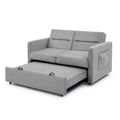 Loveseats Sofa Bed With Pull Out Bed, Adjsutable Back And Two Arm Pocket,Grey Grey Chenille