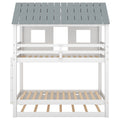 House Bunk Bed With Trundle,Roof And Windows,White Old Sku:Gx000705Aak White Pine