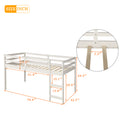 Low Study Twin Loft Bed With Cabinet And Rolling Portable Desk White Old Sku :Lp000113Aak White Solid Wood