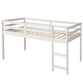 Low Study Twin Loft Bed With Cabinet And Rolling Portable Desk White Old Sku :Lp000113Aak White Solid Wood