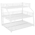 Twin Xl Full Xl Queen Triple Bunk Bed With Long And Short Ladder And Full Length Guardrails,White White Metal