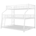 Twin Xl Full Xl Queen Triple Bunk Bed With Long And Short Ladder And Full Length Guardrails,White White Metal