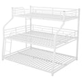 Twin Xl Full Xl Queen Triple Bunk Bed With Long And Short Ladder And Full Length Guardrails,White White Metal