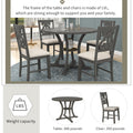 5 Piece Round Dining Table And Chair Set With Special Shaped Legs And An Exquisitely Designed Hollow Chair Back For Dining Room Gray Gray Mdf