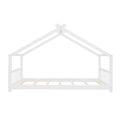 Twin Size House Bed Wood Bed, White White Solid Wood