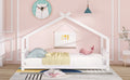 Twin Size House Bed Wood Bed, White White Solid Wood