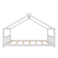 Full Size House Bed Wood Bed, White White Solid Wood