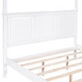 Queen Size Canopy Platform Bed With Headboard And Footboard,Slat Support Leg,White Box Spring Not Required Queen White Wood Canopy Pine