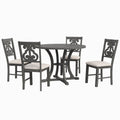 5 Piece Round Dining Table And Chair Set With Special Shaped Legs And An Exquisitely Designed Hollow Chair Back For Dining Room Gray Gray Mdf