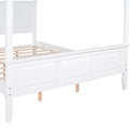 Queen Size Canopy Platform Bed With Headboard And Footboard,Slat Support Leg,White Box Spring Not Required Queen White Wood Canopy Pine