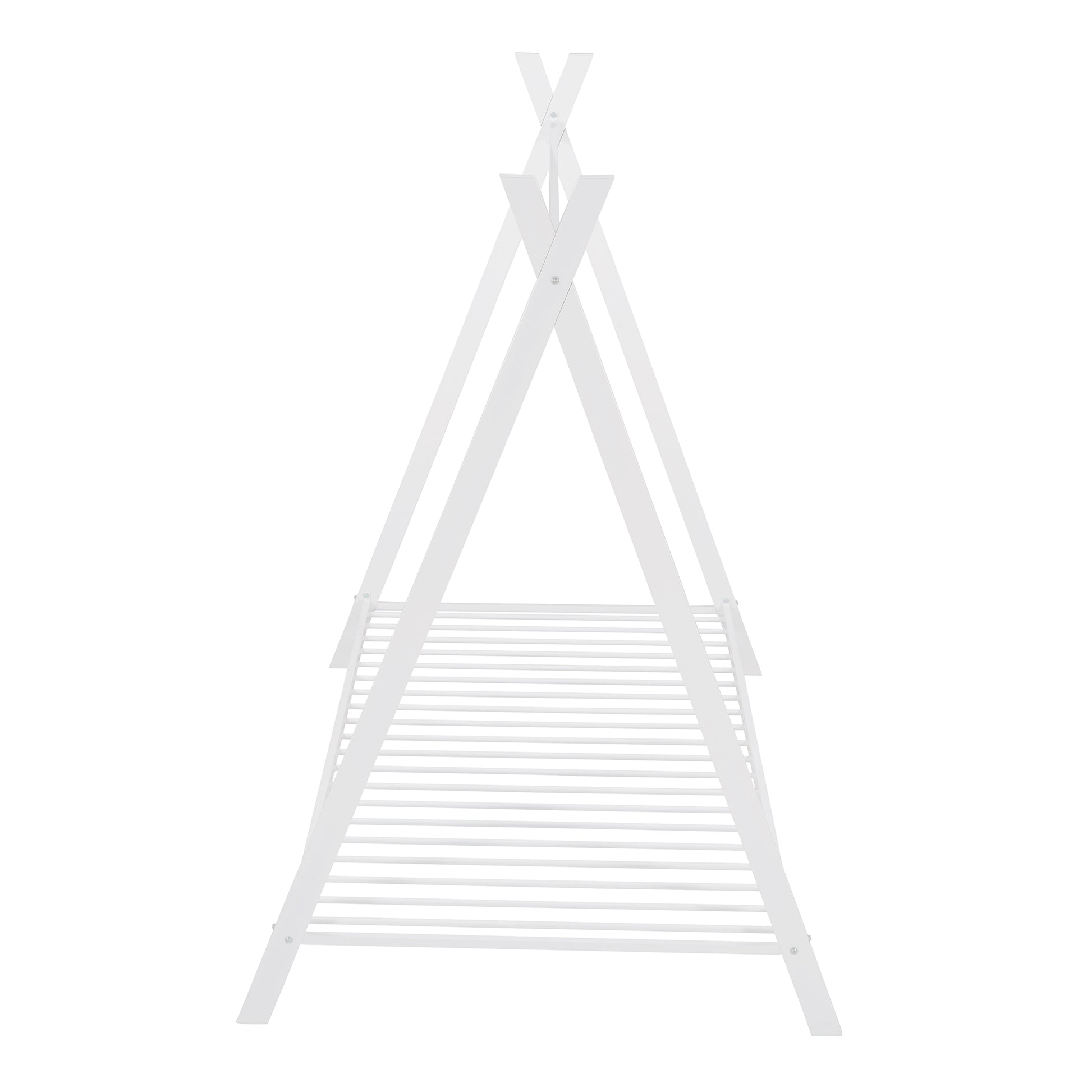 House Bed Tent Bed Frame Twin Size Metal Floor Play House Bed With Slat For Kids Girls Boysno Box Spring Needed White White Metal