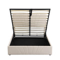 Full Size Upholstered Platform Bed With A Hydraulic Storage System Beige Beige Upholstered