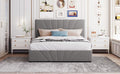 Queen Size Upholstered Platform Bed With A Hydraulic Storage System Gray Gray Upholstered