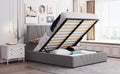 Queen Size Upholstered Platform Bed With A Hydraulic Storage System Gray Gray Upholstered