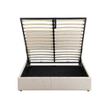 Queen Size Upholstered Platform Bed With A Hydraulic Storage System Beige Beige Upholstered