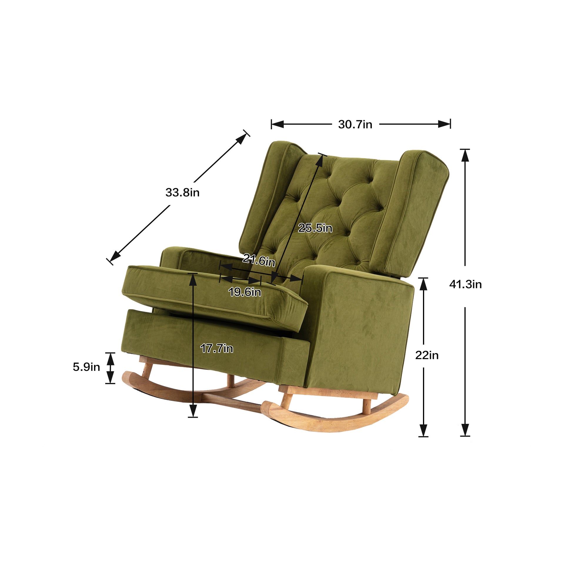 Coolmore Living Room Comfortable Rocking Chair Accent Chair Olive Polyester