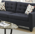 Living Room Furniture 2Pc Sofa Set Black Polyfiber Tufted Sofa Loveseat W Pillows Cushion Couch Solid Pine Black Wood Primary Living Space Tufted Back Modern Pine Square Arms Pine 4 Seat