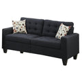 Living Room Furniture 2Pc Sofa Set Black Polyfiber Tufted Sofa Loveseat W Pillows Cushion Couch Solid Pine Black Wood Primary Living Space Tufted Back Modern Pine Square Arms Pine 4 Seat