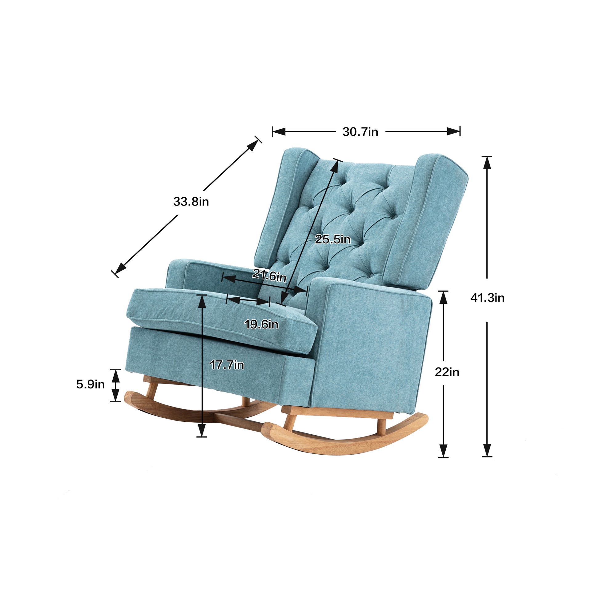 Coolmore Nursery Rocking Chair Upholstered Mid Century Modern Rocker Oversized Armchair For Living Room With Solid Wood Base Mint Green Mint Green Foam Polyester