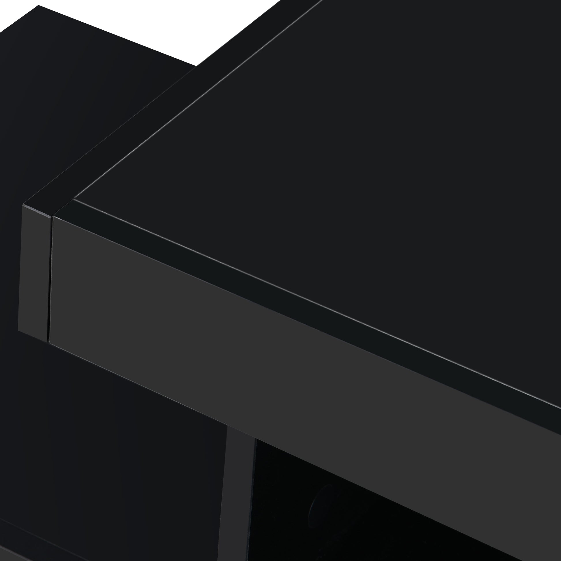 Modern Style 16 Colored Led Lights Tv Cabinet, Uv High Gloss Surface Entertainment Center With Dvd Shelf, Up To 70 Inch Tv, Black Black Particle Board