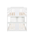 Twin Over Twin Bunk Bed With Ladder, White Old Sku:Lp000107Aak White Solid Wood