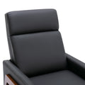 Wood Framed Pu Leather Recliner Chair Adjustable Home Theater Seating With Thick Seat Cushion And Backrest Modern Living Room Recliners, Black Old Sku:Pp289527Aab Black Pu Pu