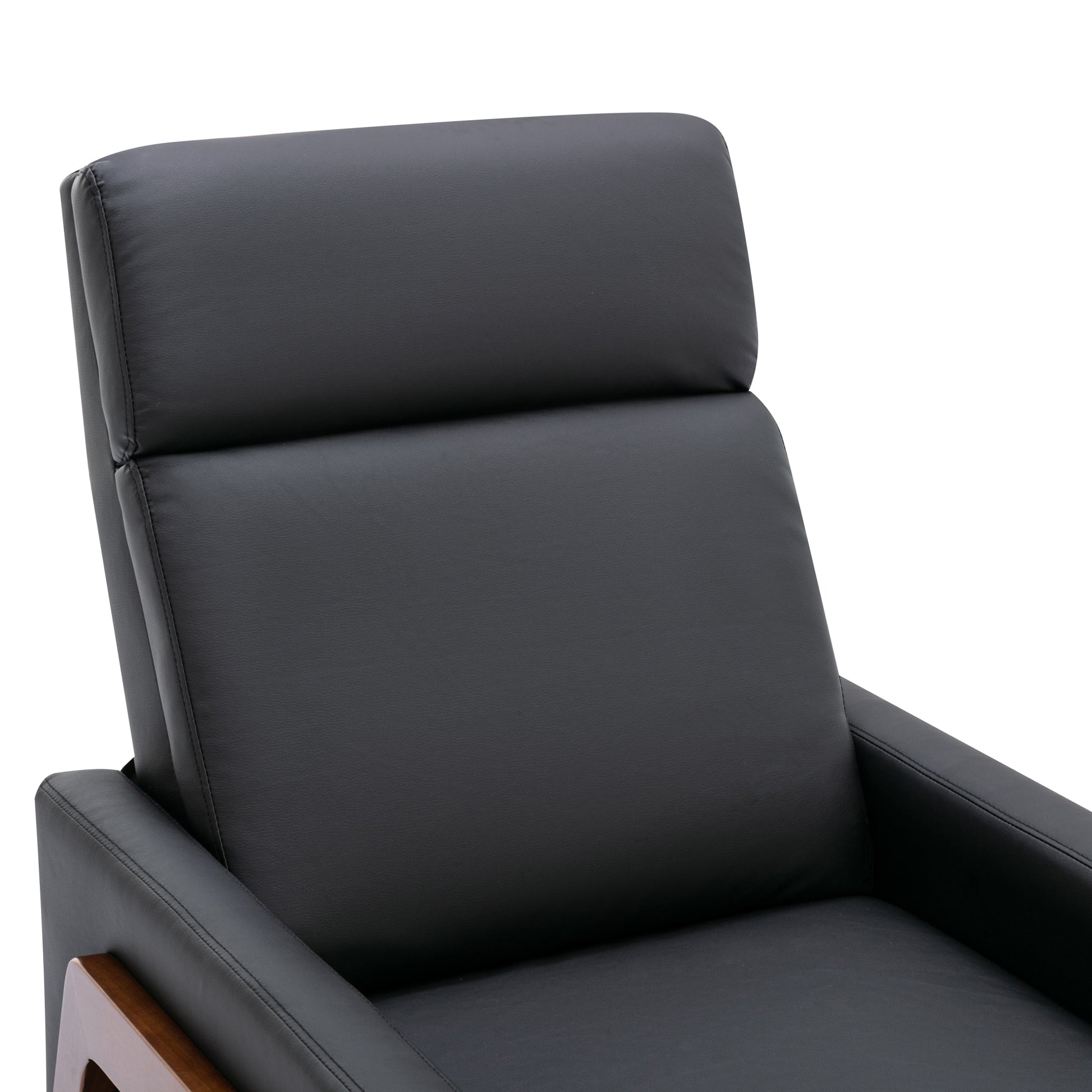 Wood Framed Pu Leather Recliner Chair Adjustable Home Theater Seating With Thick Seat Cushion And Backrest Modern Living Room Recliners, Black Old Sku:Pp289527Aab Black Pu Pu