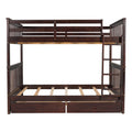 Full Over Full Bunk Bed With Ladders And Two Storage Drawers Espresso Old Sku:Lt000365Aap Espresso Solid Wood