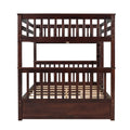 Full Over Full Bunk Bed With Ladders And Two Storage Drawers Espresso Old Sku:Lt000365Aap Espresso Solid Wood