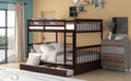 Full Over Full Bunk Bed With Ladders And Two Storage Drawers Espresso Old Sku:Lt000365Aap Espresso Solid Wood